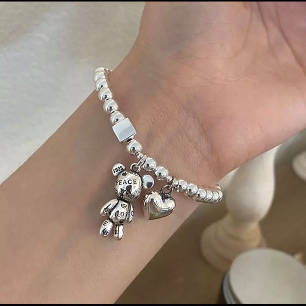 Cute Bear Silver Bracelet